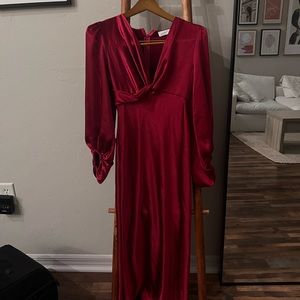 Red Silk Petal & Pup Formal Dress